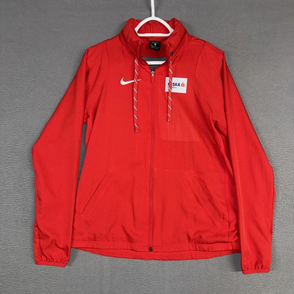 Nike Team Training Jacket Womens Medium Red Czech Republic Ceska Full Zip Sports